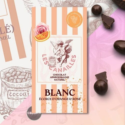 Chocolat Aphrodisiaque Blanc Les Canailles - écorce d'orange et rose 🍫 🟠
