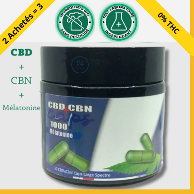 Gélules CBD 50mg Melatonine Puissante Large Spectre Sans THC