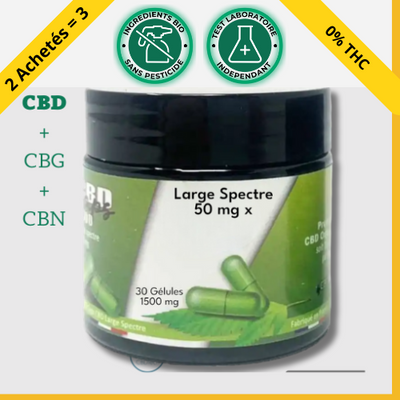 Gélules CBD 50mg Puissante Large Spectre Sans THC