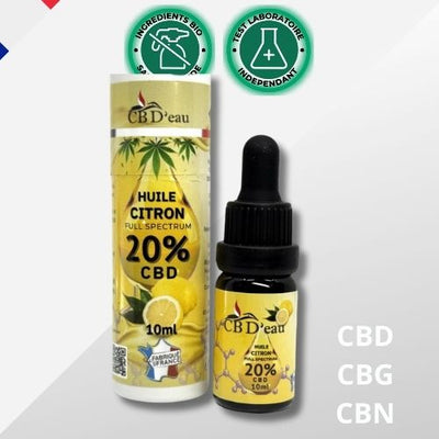 Huile CBD 20% Full Spectrum Bio au Citron 🍋 | Cbdeau