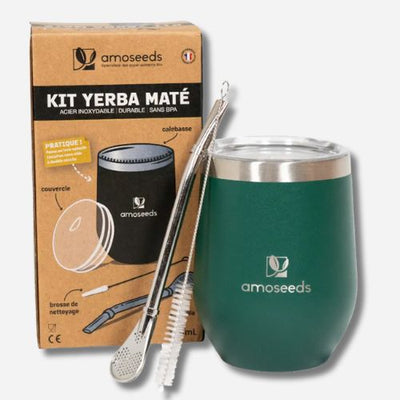 Komplettes Maté -Kit: Calabash, Bombilla und Pinsel