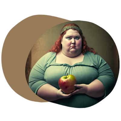 femme obese avec une pomme
