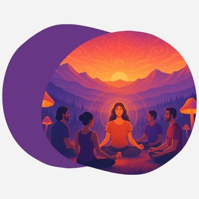 Illustration représentant un groupe de personnes méditant en cercle