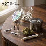 20 clear glass filter tips (3 cm x 8 mm) from the brand "BEUZ"