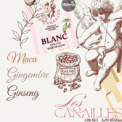 Chocolat Aphrodisiaque Blanc Les Canailles - Coco et baie de goji
