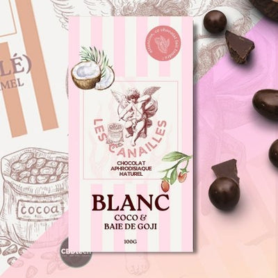 Chocolat Aphrodisiaque Blanc Les Canailles - Coco et baie de goji