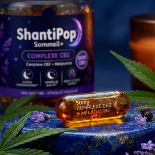 Gélules Huileuses Vegan CB2 Sommeil+ Melatonine 50mg | Novaloa