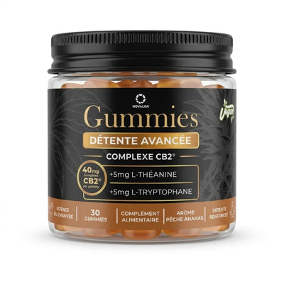 Gummies CB2 40mg Détente Puissante Pêche Ananas 🍍| Novaloa