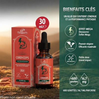 Extrait Liquide Champignon Cordyceps militaris en Gouttes | MYXILLUIM