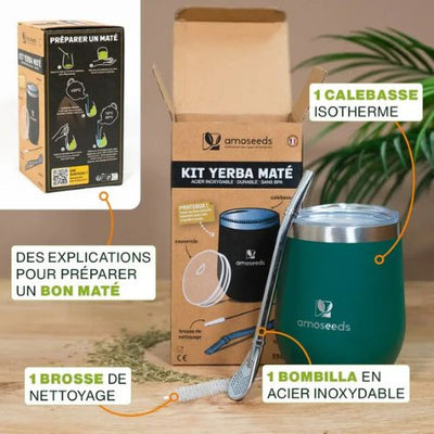 Kit Maté Complet : Calebasse, Bombilla et Brosse