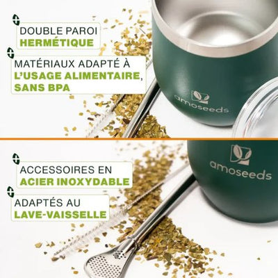 Kit Maté Complet : Calebasse, Bombilla et Brosse