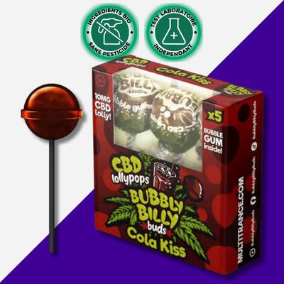 Sucettes CBD goût cola kiss 💋 | BUBBLY BILLY