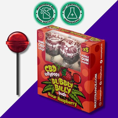 Raspberry taste cbd lollipops 🍓| Bubbly Billy