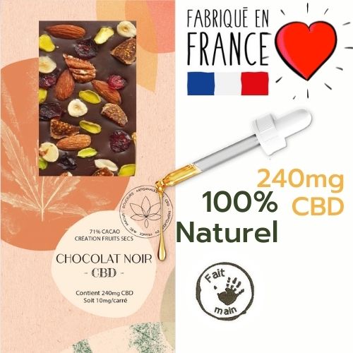 BloomCie™ Chocolat CBD Noir & Fruits secs 240mg | Fait Main 👌